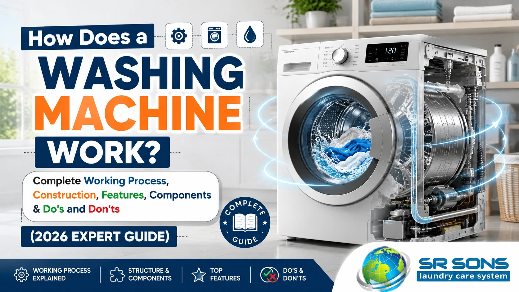 You are currently viewing How Does a Washing Machine Work? Complete Working Process, Construction, Features, Components & Do’s and Don’ts (2026 Expert Guide)